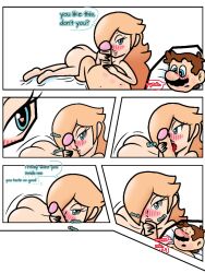 1boy 1boy1girl 1girls ass ass_up big_penis blonde_hair blue_eyes blush blushing couple couple_love dialogue english_text fellatio heart-shaped_pupils kiss_mark kissing kissing_penis licking licking_penis lipstick_mark lipstick_on_penis lipstick_on_stomach male/female mario mario_(series) masturbating_other masturbation nintendo oral princess_rosalina romantic romantic_couple romantic_sex seductive_eyes seductive_look seductive_pose seductive_smile shaking_butt straight sucking sucking_tip super_mario_galaxy text_bubble tongue_out touching_penis white_background