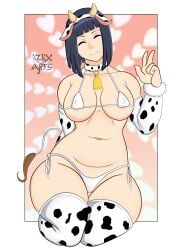 1girls alexvarts alternate_version_available arm_warmers armwear big_breasts bikini bikini_bottom bikini_top blue_hair bob_cut boruto:_naruto_next_generations breasts choker closed_eyes clothing cosplay cow_bell cow_girl cow_horns cow_print cow_print_armwear cow_print_bikini cow_print_thighhighs cow_tail cowbell curvaceous curvy curvy_figure erect_nipples erect_nipples_under_clothes fake_animal_ears fake_tail female female_focus female_only front_view g-string hairband hyuuga_hinata kneeling large_breasts legwear light-skinned_female light_skin mature mature_female medium_hair micro_bikini milf naruto naruto_(series) nipple_bulge on_knees panties perky_breasts petplay pinup pose posing revealing_clothes roleplay shoulder_length_hair shounen_jump sideboob skimpy skimpy_bikini smile smiling solo solo_female solo_focus swimsuit thick_thighs thighhighs thighs thong underboob voluptuous white_bikini white_panties white_thong wide_hips