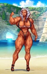 abs ahsoka_tano b9tribeca biceps big_muscles bikini breasts busty clone_wars female flexing large_breasts looking_at_viewer muscles muscular muscular_female muscular_thighs navel pose solo star_wars star_wars_rebels thick_thighs togruta