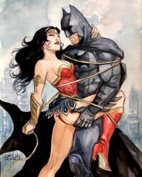 1boy 1girls 2021 ass ass_grab batman batman_(series) black_hair bruce_wayne dc dc_comics diana_prince enrico_marini female lasso_of_truth long_hair male straight wonder_woman wonder_woman_(series)