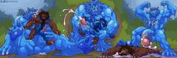 absurd_res barazoku big_muscles big_penis blue_body bugbear demon feet furry genitals goo_(disambiguation) hi_res himbo horn huge_cock huge_muscles hyper hyper_genitalia hyper_muscles hyper_penis male muscular penis rickleone size_play slime soles stepping