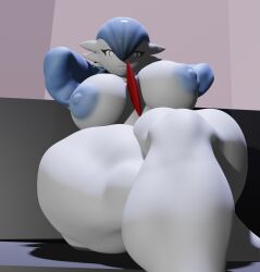 3d bloodtail breasts buff eyeshadow female female_gardevoir furry gardevoir hips huge_hips large_ass large_breasts latex muscular muscular_female nintendo pokémon_(species) pokemon pokemon_(species) pokemon_rse shiny simple_background sitting solo star thick_thighs