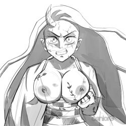 big_breasts demon_girl demon_slayer female female_only kamado_nezuko kimetsu_no_yaiba seniorg sketch solo