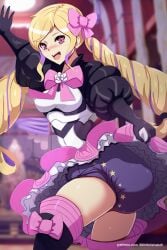 1girls abdl bare_thighs blush boots breasts diaper elise_(fire_emblem) female_only femsub fire_emblem fire_emblem_fates gloves humiliation infantilism lilith-fetish long_hair mind_control multicolored_hair nintendo open_mouth peeing peeing_self pink_eyes skirt small_breasts smile solo thigh_boots thighs twintails upskirt urine