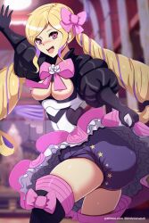 1girls abdl bare_thighs blush boots breasts breasts_out diaper elise_(fire_emblem) female_only femsub fire_emblem fire_emblem_fates gloves humiliation infantilism lilith-fetish long_hair mind_control multicolored_hair nintendo nipples open_mouth peeing peeing_self pink_eyes skirt small_breasts smile solo thigh_boots thighs twintails upskirt urine