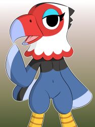 2021 amelia_(animal_crossing) animal_crossing anthro avian avian_humanoid beak bird blush dreameclipsewolf eagle female furry nintendo open_mouth pussy solo wide_hips