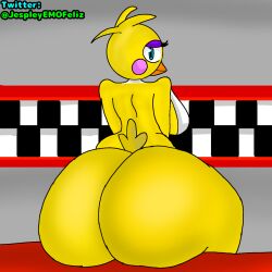 animatronic avian_humanoid big_ass big_butt blue_eyes bubble_ass bubble_butt female five_nights_at_freddy's five_nights_at_freddy's_2 furry huge_ass huge_butt jespleyelemofeliz solo toy_chica_(fnaf) yellow_body