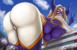 1girls artclonov ass big_ass breasts female female_only giantess huge_ass huge_breasts mount_lady my_hero_academia shounen_jump solo solo_female wide_hips yuu_takeyama