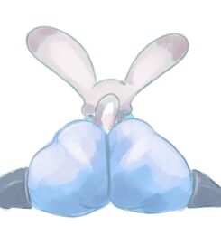 absurd_res anthro ass big_butt clothed clothing disney faceless_character faceless_female female fur grey_body grey_fur hi_res huge_butt judy_hopps kiseff lagomorph large_ass leporid long_ears lying mammal on_front rabbit rear_view rough_sketch simple_background solo thick_thighs white_background white_body white_fur zootopia zootropolis