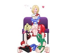 3girls animated blushing clothed dc feet foot_fetish foot_focus foot_lick foot_worship harley_quinn heart hearts jayakun lezdom licking_feet lickle pixel_animation pixel_art poison_ivy power_girl rope_bondage soles tickling tickling_feet transparent_background yuri