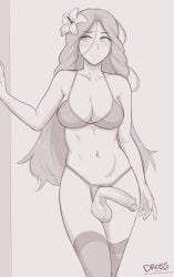 1futa balls big_penis bikini breasts cleavage clothed clothing dross erection fire_emblem fire_emblem:_three_houses fire_emblem_heroes flower flower_in_hair frown futa_only futanari green_eyes greyscale hair_flower human large_breasts long_hair monochrome mostly_nude nintendo panties penis rhea_(fire_emblem) solo solo_futa standing summer swimsuit thighhighs