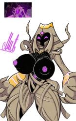 1girls alien alien_girl anthro ben_10 ben_10_(classic) big_breasts black_body breasts busty cartoon_network female female_only huge_breasts humanoid mummy nipples nutnut_kunisaki pink_eyes pink_nipples rule_63 snare-oh solo solo_female thep_khufan thick_thighs warner_brothers