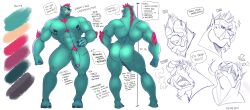 2021 5_toes abs absurd_res anthro areola arts_of_indiego balls big_ass big_butt big_pecs biped bodily_fluids body_hair bubble_ass bubble_butt chest_hair claws color_swatch cross-popping_vein dat_ass dated demon english_text expression_sheet facial_hair fat_ass fat_butt feet finger_claws foreskin front_view genitals goatee green_body hair hi_res humanoid_genitalia humanoid_penis information looking_at_viewer male measurements model_sheet multiple_poses muscular muscular_anthro muscular_ass muscular_butt muscular_male nipple_piercing nipples nude open_mouth partially_retracted_foreskin pecs penis piercing pose pubes rear_view red_hair round_ass round_butt smile smirk solo standing tears text thick_ass thick_butt toes tongue tusks