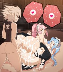 1boy 2girls ass barefoot bed big_ass blue_hair breast_press breasts bukkake corrin_(fire_emblem) corrin_(fire_emblem)_(male) creampie cum cum_in_pussy cum_inside cum_on_ass cum_on_body cum_on_breasts cum_on_face cum_string cumdrip dat_ass ejaculation feet felicia_(fire_emblem) female ffm_threesome fire_emblem fire_emblem_fates flora_(fire_emblem) furanh impregnation incest large_breasts maid male nintendo nipples on_bed ovum ovum_with_heart penis pink_hair ponytail pussy pussy_juice sex sisters spread_legs stacked take_your_pick thick_thighs thighs threesome twintails vaginal_penetration x-ray