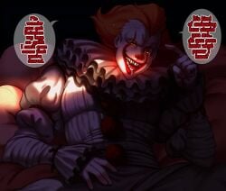 1boy aggravatedmomo dialogue english_text it male male_only open_mouth pennywise solo teeth text