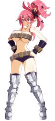 1girls belly_button belt belt_bra beltbra breasts bursting_breasts cleavage cosplay disgaea disgaea_5 dismania female female_fighter female_only hair_ornament hair_up huge_breasts lady_fighter large_breasts pink_hair pointy_ears purple_eyes seraphina_(disgaea) shorts standing tagme underboob valkyrie_(disgaea)