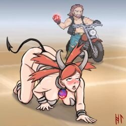 blush cosplay female_focus flannery_(pokemon) hypnolion hypnosis mind_control petplay pokemon pokemon_(cosplay) slave tauros_(cosplay)