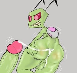 absurd_res after_sex alien alien_humanoid anus ass backsack balls big_butt bodily_fluids butt_grab cum cum_in_ass cum_inside cum_string duo erection genital_fluids genitals hand_on_butt hi_res humanoid illegaleel invader_zim irken looking_back male male/male nickelodeon smile zim