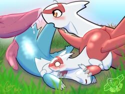 absurd_res animal_genitalia animal_penis bodily_fluids dripping female female_on_feral feral feral_on_feral generation_3_pokemon genital_fluids genitals hi_res incest_(lore) latias latios leaking leaking_precum legendary_pokemon male male/female mateocorv nintendo outside penis pokemon pokemon_(species) precum precum_drip precum_on_penis sex sleep_sex sleeping