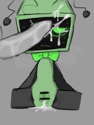 aen_art_(artist) after_sex anonymous_male blush_lines cum_covered cum_in_vagina cum_inside cum_on_face dandy's_world faceless_male female_focus female_humanoid flat_chested foreskin messy object_head penis sweat toonophilia vee_(dandy's_world)