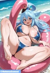 ai_generated anus aqua_(konosuba) beach big_breasts big_penis bikini blue_hair cum cum_in_ass cum_in_pussy cum_inside deepthroat fellatio gaping gaping_anus huge_breasts kono_subarashii_sekai_ni_shukufuku_wo! konosuba nude pov pussy robosusensei summer water