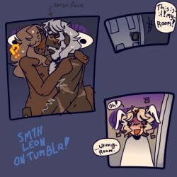 awkward bara caught caught_in_the_act cookie_run cookie_run_kingdom eclair_cookie hairy hairy_male implied_sex madeleine_cookie male/male man_boobs man_on_top nervous smthleon suggestive tea_knight_cookie