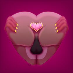 anthro ass backsack balls black_body black_fur brown_body brown_fur buttplug canid canine claws demon fox fur genitals gold_(metal) gold_jewelry grey_body grey_fur heart_buttplug heart_symbol holidays hybrid jewelry male mammal pink_background pink_buttplug plug_(sex_toy) presenting presenting_buttplug presenting_hindquarters red_body red_fur sammywhich sex_toy shape_shifter simple_background solo sparkles spread_butt spreading valentine's_day