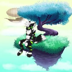 1:1 2_knots 2_penises absurd_res animal_genitalia anthro anus ass balls big_balls bing_(toaster_bing) diphallism fully_sheathed gaylord_(artist) genitals green_penis hi_res knot knotted_penis machine male male_focus male_only multi_genitalia multi_penis pawpads paws penis presenting presenting_balls protogen sheath solo vertical_diphallism