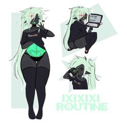 1girls 1x1x1x1 1x1x1x1_(forsaken) ass betrayed_1x1x1x1 dark_skin feet female forsaken_(roblox) lifting_shirt monster_energy_can panties paws pornhub red_eyes roblox roblox_game robloxian samuraiixd6 self_upload shirt solo stockings tagme thick_thighs thighhighs thighs white_hair