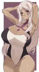 1girls alternate_breast_size alternate_costume armpits aversa_(fire_emblem) bare_thighs big_breasts breasts cleavage curvy dark-skinned_female dark_skin female_only fire_emblem fire_emblem_awakening huge_breasts large_breasts leotard long_hair looking_at_viewer nintendo purple_background purple_eyes solo thick_thighs thighs very_long_hair voluptuous white_hair yoshiikirablr