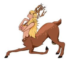 1futa absurd_res animal_genitalia areola balls big_areola blonde_hair breasts brown_body brown_eyes brown_fur catthoggua_(artist) cervid cervid_taur corruption_of_champions corruption_of_champions_ii druid fully_sheathed fur futa_only futanari genitals gynomorph hair hi_res horn humanoid_pointy_ears intersex jewelry kneeling long_ears magic_user mammal mammal_taur necklace nipples orlaith_(corruption_of_champions_2) sheath solo taur tribal_spellcaster