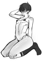 bikini blue_lock brat cute cute_face cute_male femboy isagi_yoichi micro_bikini nipples_visible_through_clothing small_waist thick_hips thick_legs thighs unknown_artist