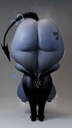 3d akaku_b ass back_view bent_over body_writing huge_ass huge_breasts large_breasts