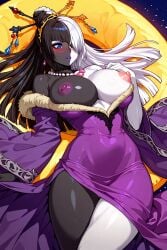 after_transformation ai_generated alternate_ass_size alternate_body_type alternate_breast_size alternate_costume alternate_hair_color fayth female female_only final_fantasy goddess_transformation identity_death lulu_(final_fantasy) moon summoning tsukuyomi_(ffxiv)