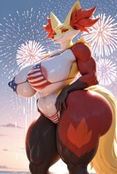ai_generated anthro big_breasts delphox pokemon surikat wide_hips