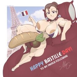 1futa alex_green_(nosunato) areolae balls big_areola breasts breasts_bigger_than_head clever_censor erection food food_play french_flag futa_only futanari huge_areolae huge_balls huge_breasts huge_cock human humor hyper hyper_penis light-skinned_futanari light_skin muscular_futanari national_personification nipples nosunato nude pale_skin penis pubic_hair solo text thick_thighs