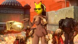 arsonist black_hair breasts brown_skin casual city close-up comically_large_woman criminal dark_skin female female_only garry's_mod gmod gun half-life_2 hand_on_hip headcrab humanoid joint joints keaton_mask legally legally_girl lmao looking_at_viewer mask masked_female mlg_glasses naked nude pinup ponytail pose pussy spread_legs tall_female taller_girl terrorist thighs trash very_long_hair