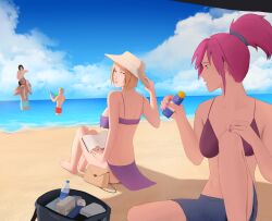 beach beach_background bikini cute feitan funny hunter_x_hunter hxh kucyash machi_komacine pakunoda phantom_troupe phinks_magcub sfw suncream swimsuit uvogin