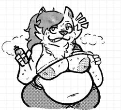 1female 2024 anthro areola areolae canine chubby chubby_anthro chubby_belly chubby_female clothed clothing digital_drawing dog fat fitness furry iloveborgar melon_(cringebird) musk musk_clouds nipples no_source pants seductive seductive_look seductive_smile shirt shirt_lift shirt_up sketch solo sweat tagme water_bottle