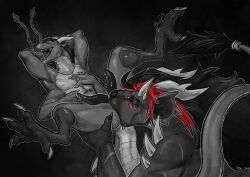 2_penises anal anthro blush claws closed_eyes diphallism dragon duo genitals horizontal_diphallism horn looking_pleasured male male/male multi_genitalia multi_penis mythological_creature mythological_scalie mythology nitrods nude open_mouth open_smile oral penis rimming scalie sex smile