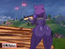 1girls 2025 animated anthro artist_name ass_clapping ass_focus assault_rifle back_view bear_ears big_ass child_bearing_hips clapping_ass clapping_cheeks clothed clothing female female_anthro female_only fortnite hood hood_up humanoid nutseiwo raven_team_leader sound standing tagme thick_thighs thighs twitter_username video video_games wide_hips