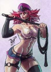 1girls big_breasts breasts capcom female final_fight lucaspflp nipples nipples_visible_through_clothing pink_hair poison_(final_fight) solo street_fighter translucent_clothing