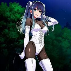 1girls ai_generated asian big_breasts blue_eyes blue_hair boots choker cleavage corset crossed_legs dominatrix dominatrix_outfit elbow_gloves exhibitionism femdom gloves holding_object holding_whip kurokawa_akane latex latex_boots latex_clothing latex_corset latex_gloves latex_leotard leotard long_hair looking_at_viewer oshi_no_ko outside sitting twintails twintails_(hairstyle) whip younger_female