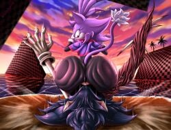 1boy 1girls 2026 5_fingers anthro ass ass_focus ass_in_face background big_ass blaze_the_cat blaze_the_cat_(om) blue_fur bubble_butt catgirl clothed clothing countershade_face countershading cream_fur delta_rapsody duo eulipotyphlan eyelashes face_in_ass facesitting feline female fur furry gem gem_on_forehead gloves head_tuft hedgehog kolossos laying_down laying_on_back looking_back looking_down male male/female mobian_(species) motion_blur motion_lines outcome_memories purple_body raised_arms raised_tail red_eyes rippling_ass roblox roblox_game sega sitting_on_person sonic_(series) sonic_the_hedgehog_(series) stunned tail water white_body