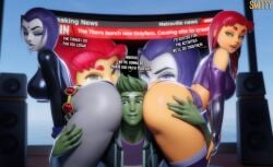 1boy 2girls 3d alien alien_girl alien_humanoid beast_boy big_ass big_breasts big_thighs breasts bust busty cambion curvaceous curvy curvy_figure dc dc_comics demon demon_girl female garfield_logan goth goth_girl green-skinned_male green_body green_hair green_skin grey-skinned_female grey_body grey_skin half-demon half-human half_demon half_human hips huge_ass huge_breasts huge_thighs human humanoid koriand'r large_ass large_breasts large_thighs light-skinned_female light_skin male male/female mature mature_female metahuman raven_(dc) slim_waist smitty34 sorceress starfire straight tamaranean teen_titans thick thick_hips thick_legs thick_thighs thighs voluptuous waist wide_hips