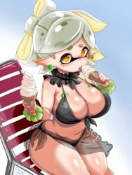 1girls big_breasts breasts cleavage earrings female female_only gloves huge_breasts ice_cream inkling inkling_girl large_breasts looking_at_viewer marie_(splatoon) navel nintendo pointy_ears short_hair solo solo_female solo_focus splatoon splatoon_(series) t2ukmyjm tentacle_hair thick_thighs thighs toned tongue two-tone_hair