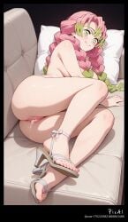 1girl 4k 8k ai_generated body breasts butt content couch explicit feets female full hair heels high kimetsu_no_yaiba legs lying masterpiece mature mitsuri_kanroji naked nsfw on on_side perfect polished quality resolution short slides smile solo thighs toenails toes wet_pussy