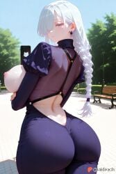 ai_generated aidroch ass bare_breasts big_ass big_booty big_breasts big_butt bodysuit booty bouncy_breasts braid braided_hair breasts broad_hips bubble_ass bubble_booty bubble_butt child_bearing_hips curvaceous curvaceous_body curvaceous_figure curvy curvy_body curvy_female curvy_figure dangling_earrings earrings erect_nipples exposed_breasts fair_skin giant_ass giant_boobs giant_booty giant_breasts giant_butt giant_tits glistening_skin glossy_skin glutes gold_earrings heavy_breasts hourglass_body hourglass_figure huge_ass huge_boobs huge_booty huge_breasts huge_butt jujutsu_kaisen large_ass large_boobs large_booty large_breasts large_butt large_tits latex_shine light_skin long_hair massive_ass massive_boobs massive_booty massive_breasts massive_butt massive_tits meaty_thighs mei_mei mei_mei_(jujutsu_kaisen) nipples oiled_skin pale_skin perky_ass perky_booty perky_breasts perky_butt pink_nipples plump_ass plump_booty plump_butt plump_thighs puffy_nipples purple_bodysuit purple_eyes revealing_clothes round_ass round_booty round_breasts round_butt shiny_skin side_braid silver_hair skin_tight soft_body soft_breasts soft_figure sweaty_skin thick_thighs thighs thunder_thighs tight_clothing topless very_long_hair violet_eyes voluptuous voluptuous_body voluptuous_female voluptuous_figure wet_skin white_hair wide_hips