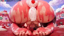 3d 3d_(artwork) 3d_model anus ass ass_focus butt_focus cream female forceballfx ice_cream looking_at_viewer looking_through looking_through_legs looking_through_own_legs luna_snow luna_snow_(cherry_delight) luna_snow_(marvel_rivals) marvel marvel_comics marvel_rivals pussy rear rear_focus rear_view solo two-tone_hair video_game_character video_games