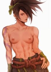 1girls abs akali ass breasts child_bearing_hips curvaceous curvaceous_ass curvaceous_body curvaceous_female curvaceous_figure curvaceous_hips curvaceous_thighs curvy curvy_body curvy_female curvy_figure curvy_hips curvy_thighs female female_focus female_only human league_of_legends muscular muscular_female riot_games simple_background thick thick_hips thick_legs topless topless_female waifu white_background wukenn